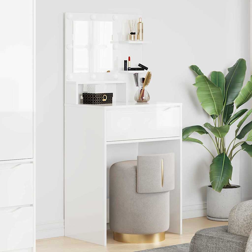 Slaapkamer Kaptafels met lade Hoogglans wit 80 x 39,6 x 135 cm is nu te koop bij PeponiXL, paradijselijk wonen!