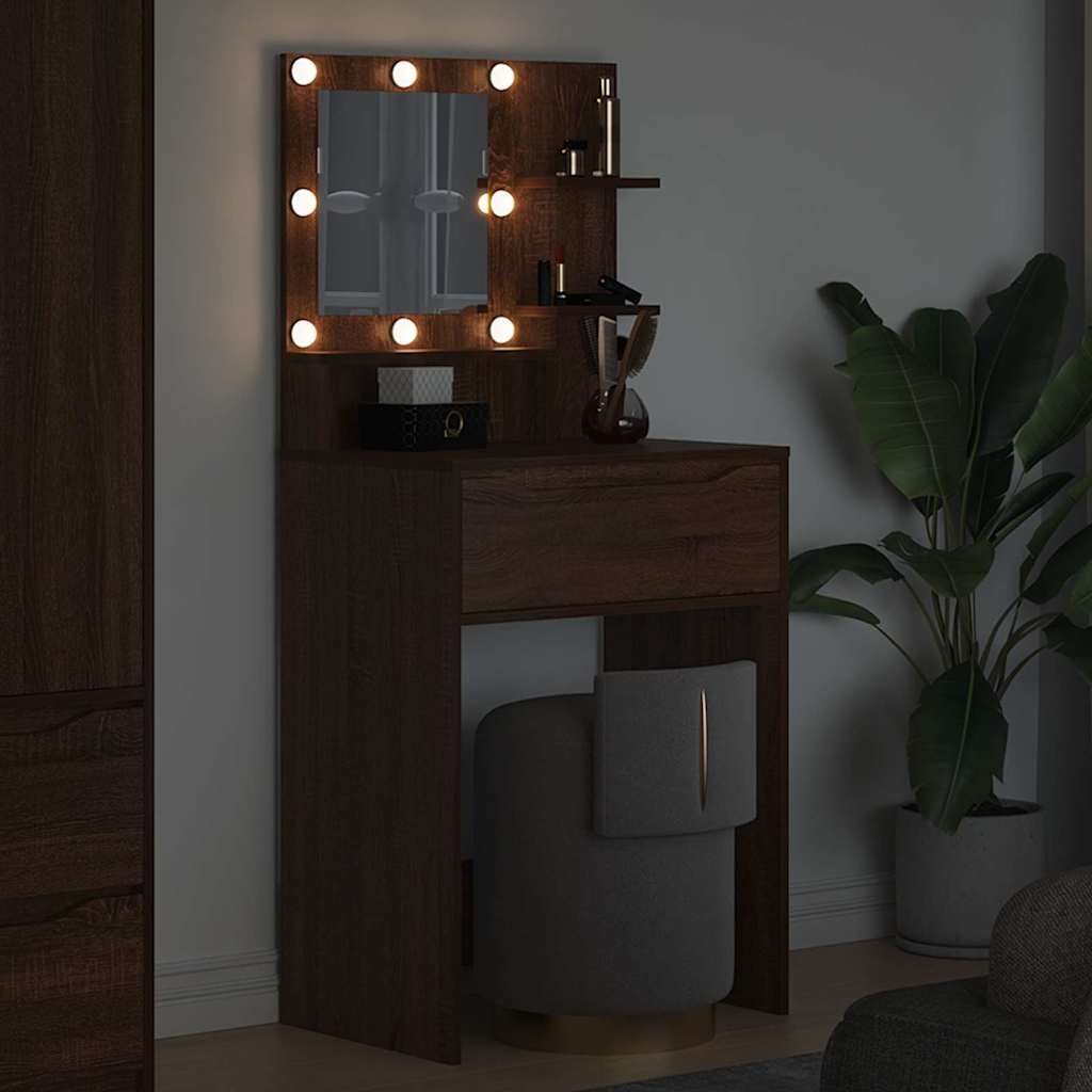 Slaapkamer Kaptafels met lade Bruin Eiken 80 x 39,6 x 135 cm is nu te koop bij PeponiXL, paradijselijk wonen!