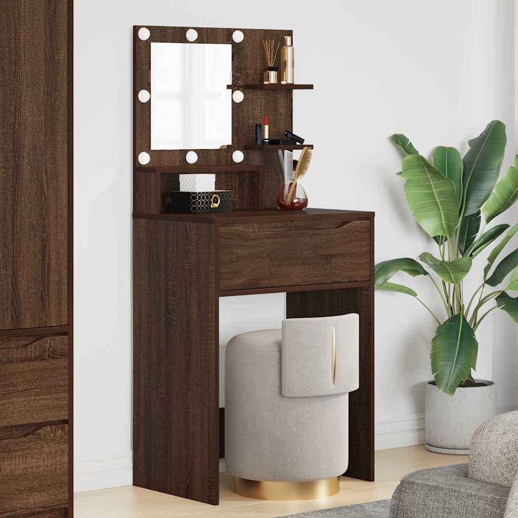 Slaapkamer Kaptafels met lade Bruin Eiken 80 x 39,6 x 135 cm is nu te koop bij PeponiXL, paradijselijk wonen!