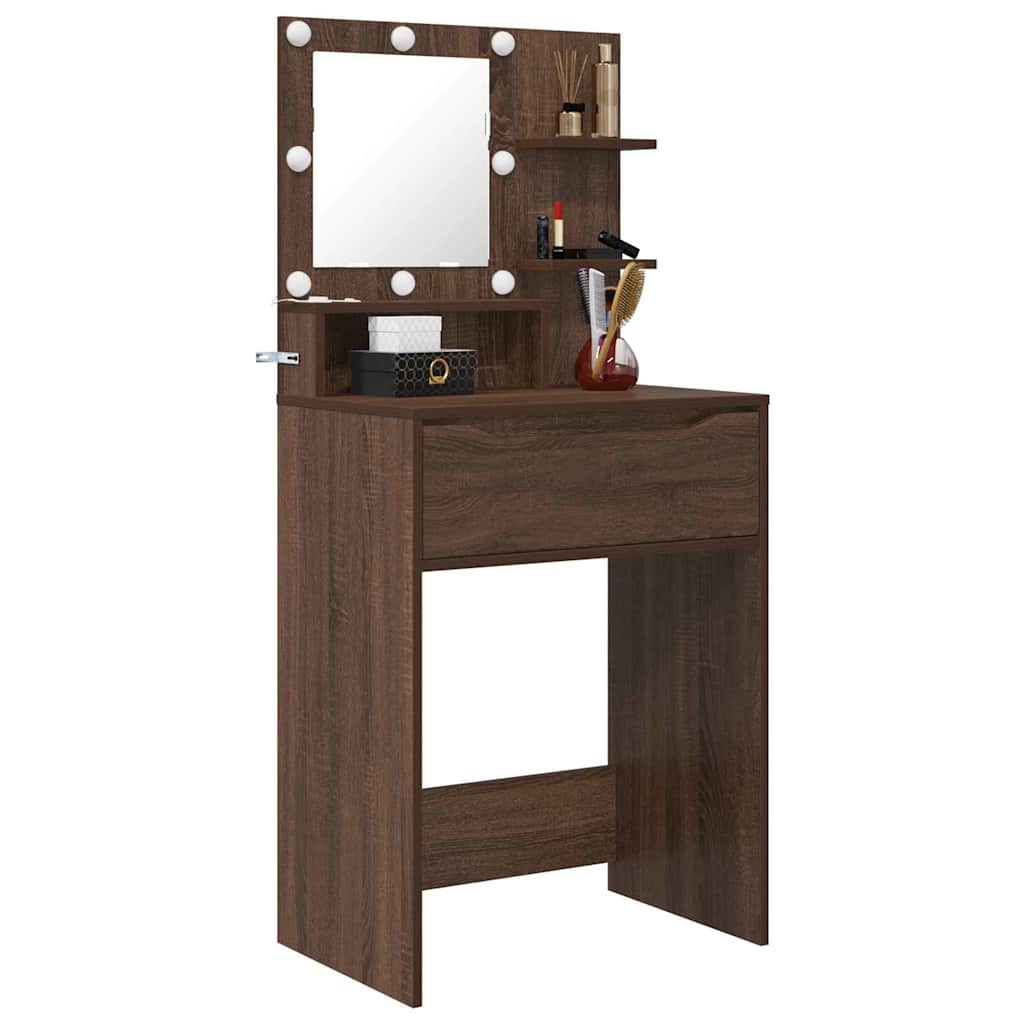 Slaapkamer Kaptafels met lade Bruin Eiken 80 x 39,6 x 135 cm is nu te koop bij PeponiXL, paradijselijk wonen!