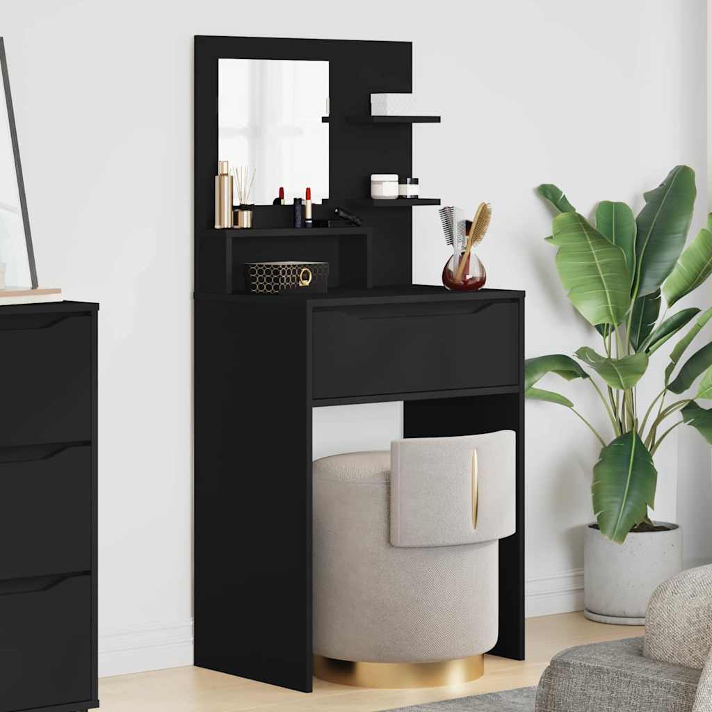 Slaapkamer Kaptafels Zwart 80 x 39,6 x 135 cm Bewerkt hout is nu te koop bij PeponiXL, paradijselijk wonen!