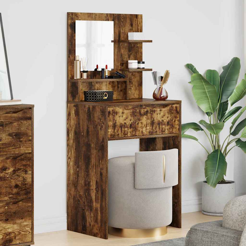 Slaapkamer Kaptafels met lade Gerookt eiken 80 x 39,6 x 135 cm is nu te koop bij PeponiXL, paradijselijk wonen!