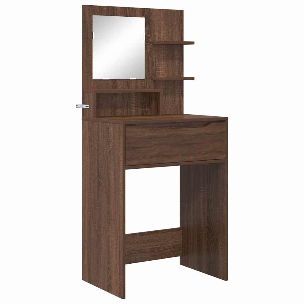 Slaapkamer Kaptafels met lade Bruin Eiken 80 x 39,6 x 135 cm is nu te koop bij PeponiXL, paradijselijk wonen!