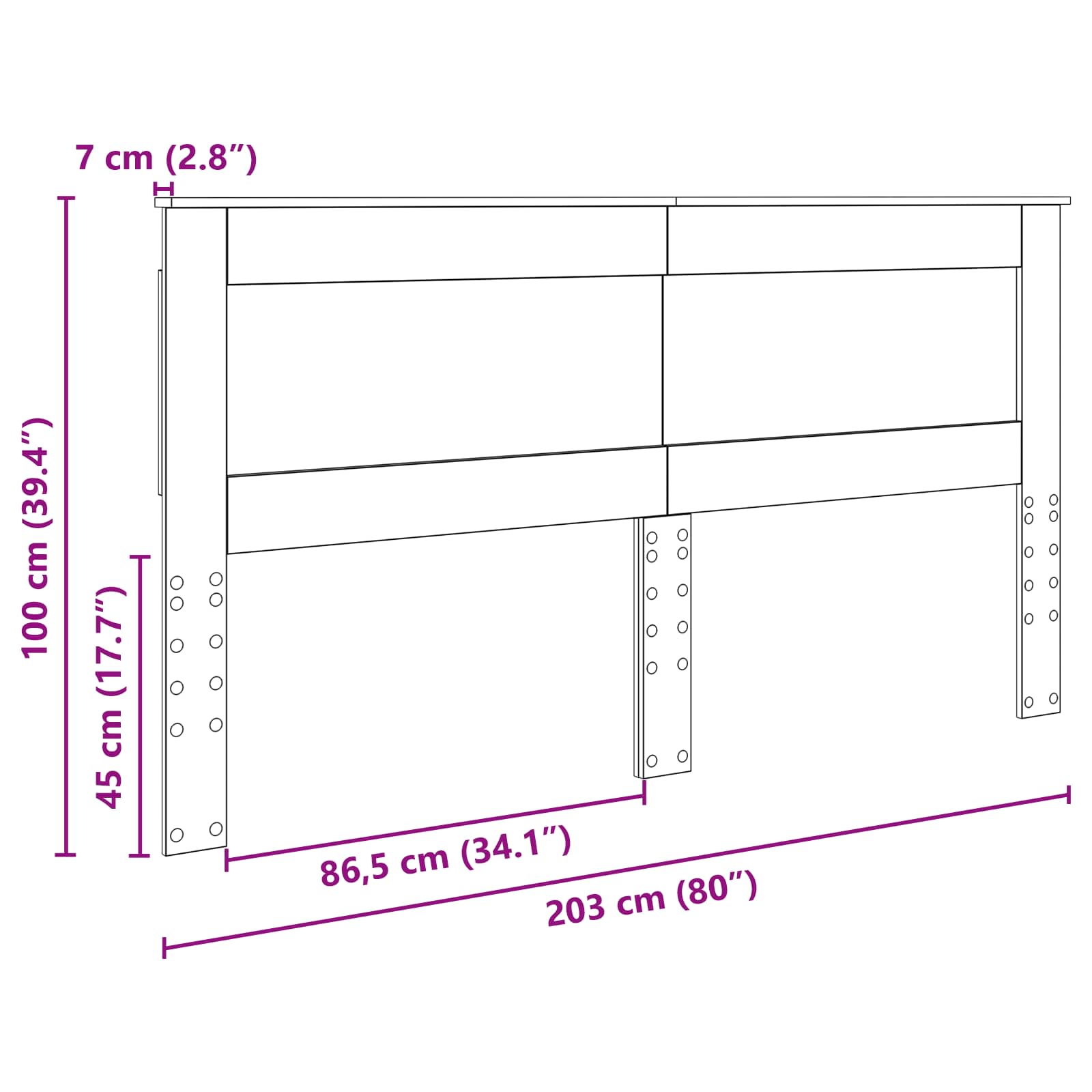 Hoofdbord met hoofdeinde Zwart Eiken 200 cm Bewerkt hout is nu te koop bij PeponiXL, paradijselijk wonen!