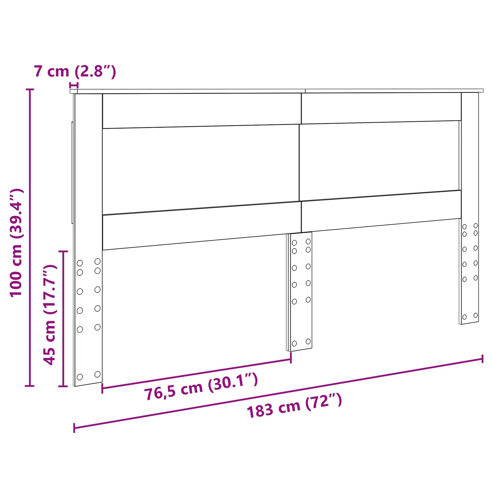 Hoofdbord met hoofdeinde Sonoma Eiken 180 cm Bewerkt hout is nu te koop bij PeponiXL, paradijselijk wonen!