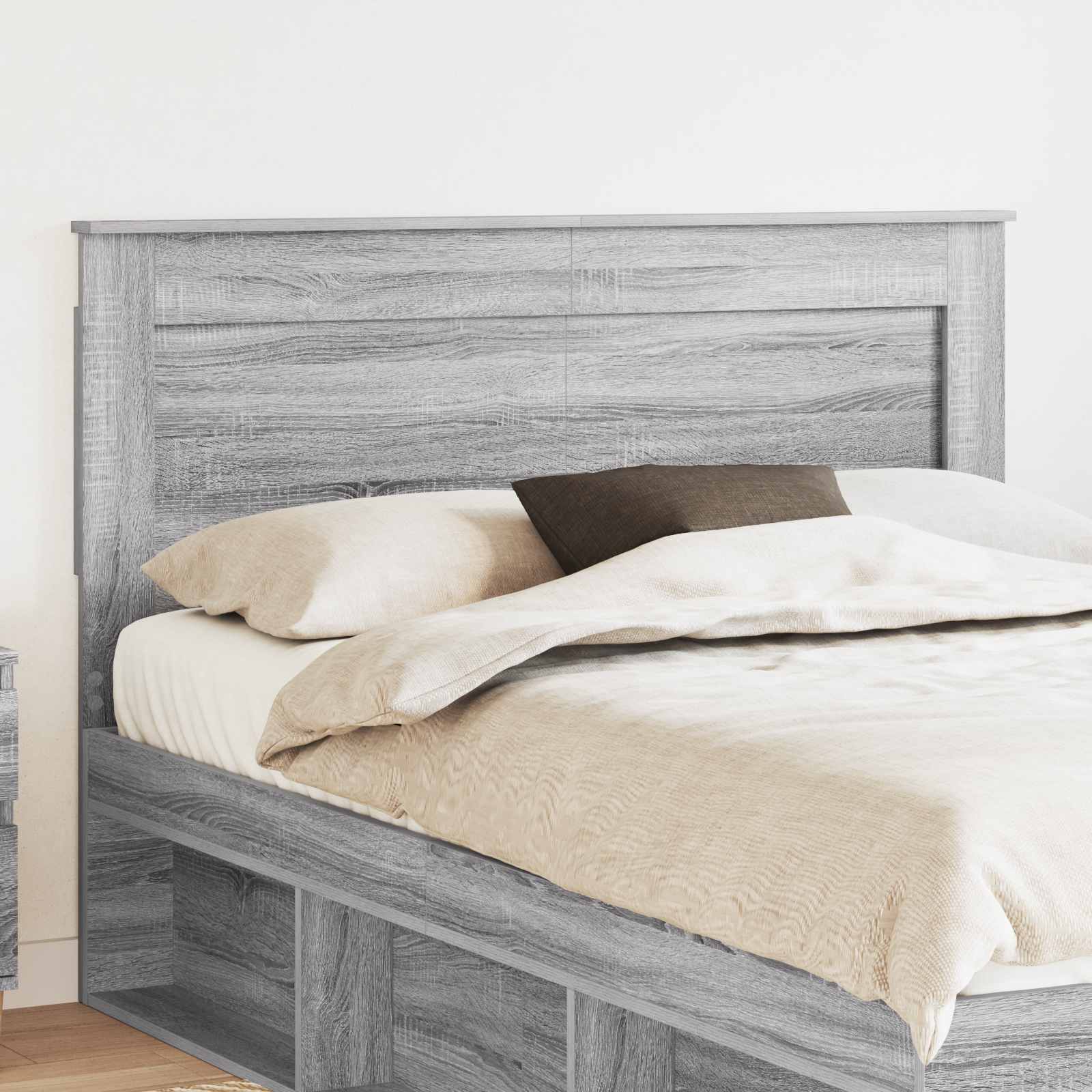 Hoofdbord met hoofdeinde Grijs Sonoma 160 cm Bewerkt hout is nu te koop bij PeponiXL, paradijselijk wonen!