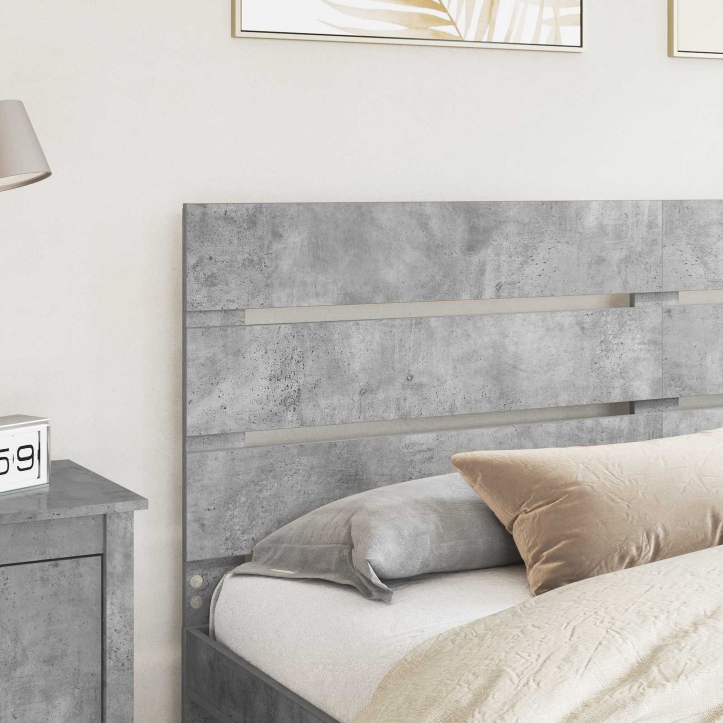Hoofdbord Beton Grijs Bewerkt hout is nu te koop bij PeponiXL, paradijselijk wonen!