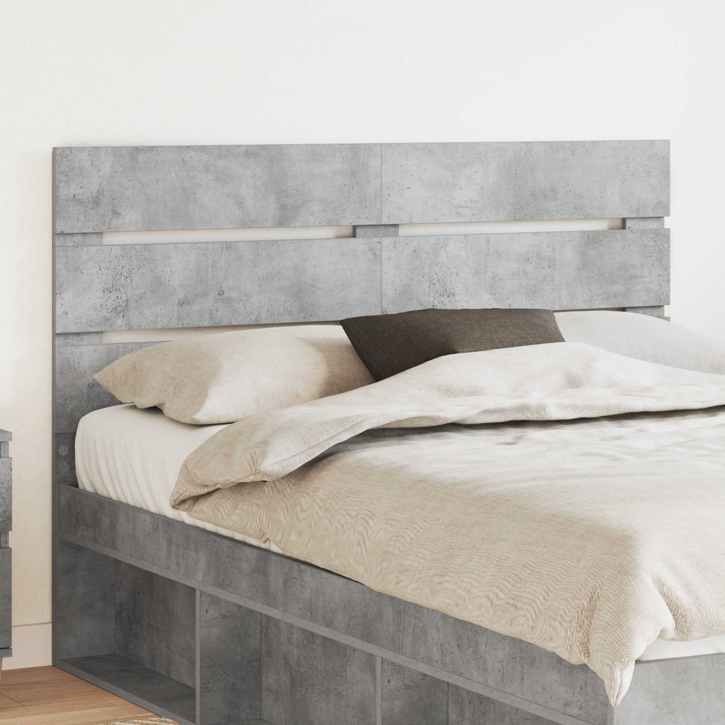 Hoofdbord Beton Grijs Bewerkt hout is nu te koop bij PeponiXL, paradijselijk wonen!