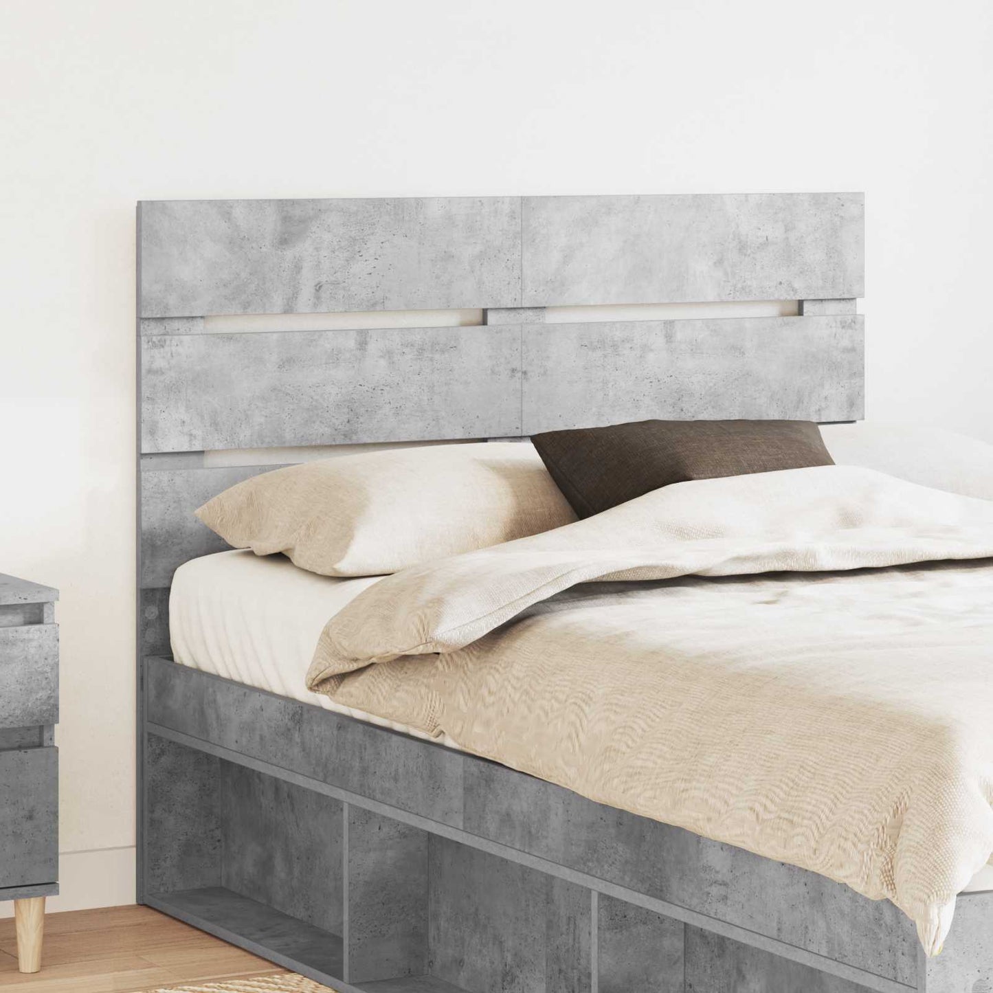Hoofdbord Beton Grijs Bewerkt hout is nu te koop bij PeponiXL, paradijselijk wonen!