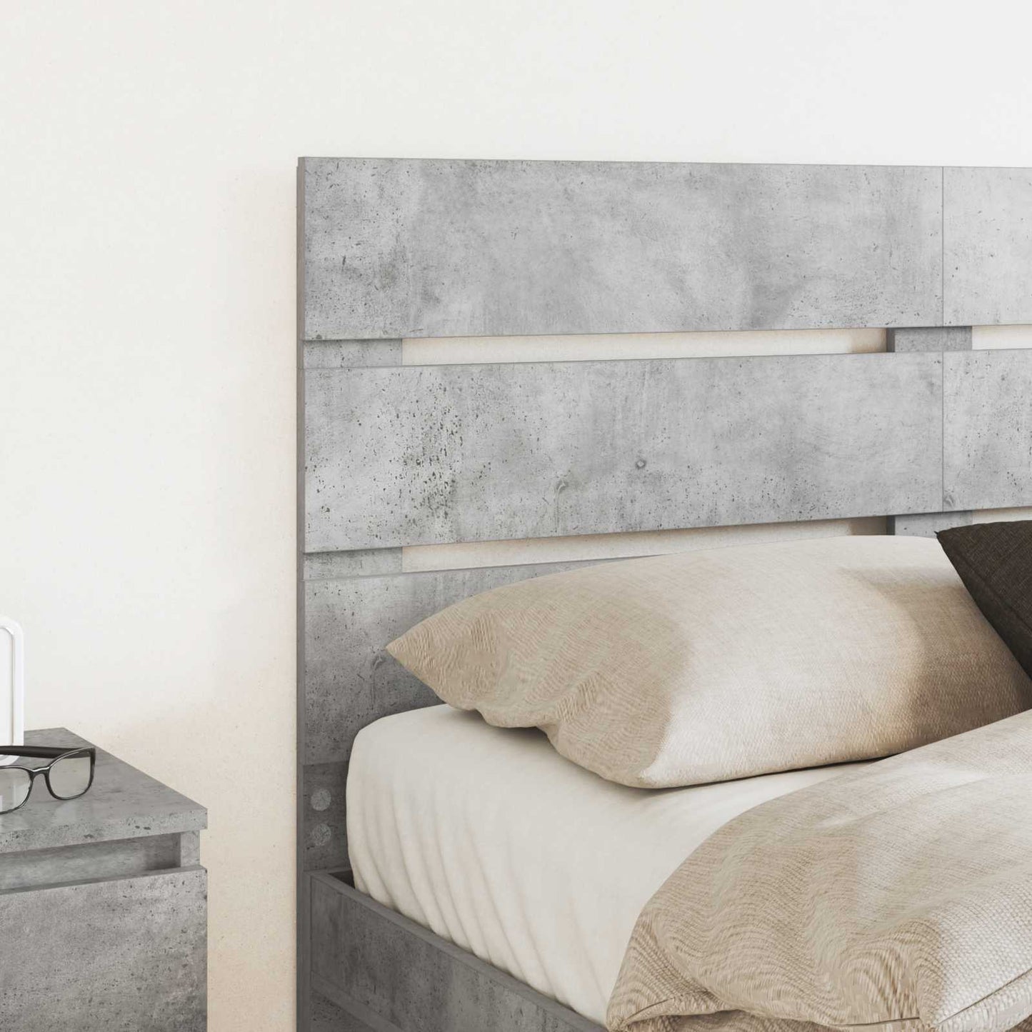 Hoofdbord Beton Grijs Bewerkt hout is nu te koop bij PeponiXL, paradijselijk wonen!