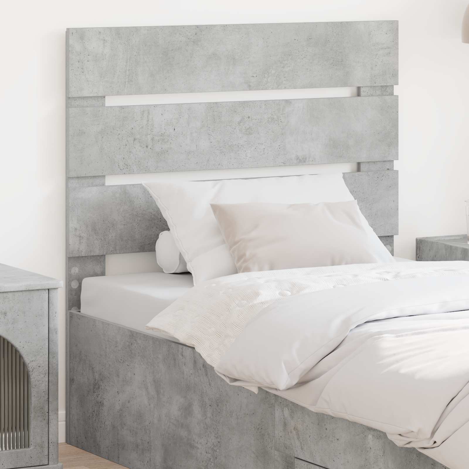 Hoofdbord Beton Grijs Bewerkt hout is nu te koop bij PeponiXL, paradijselijk wonen!