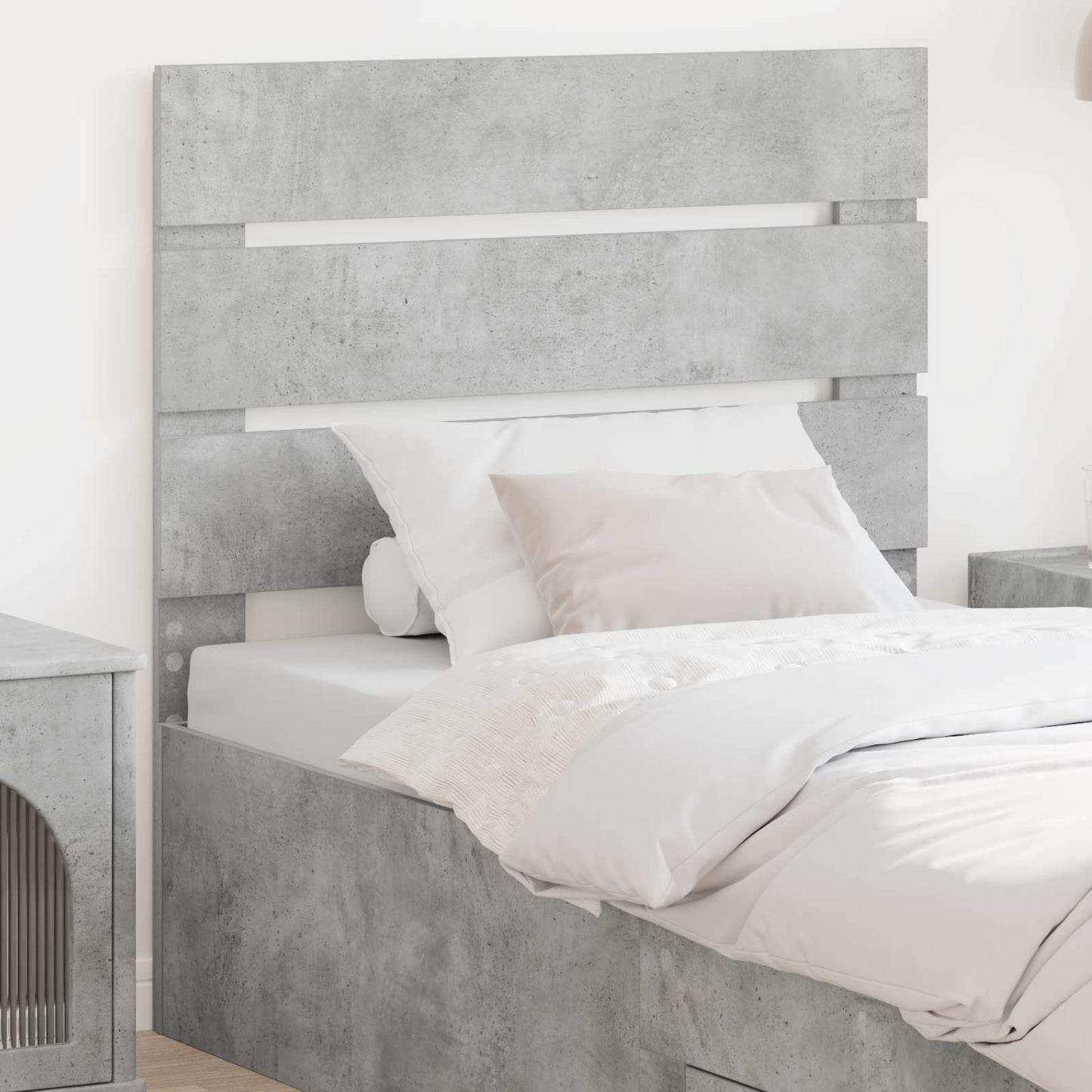Hoofdbord Beton Grijs Bewerkt hout is nu te koop bij PeponiXL, paradijselijk wonen!