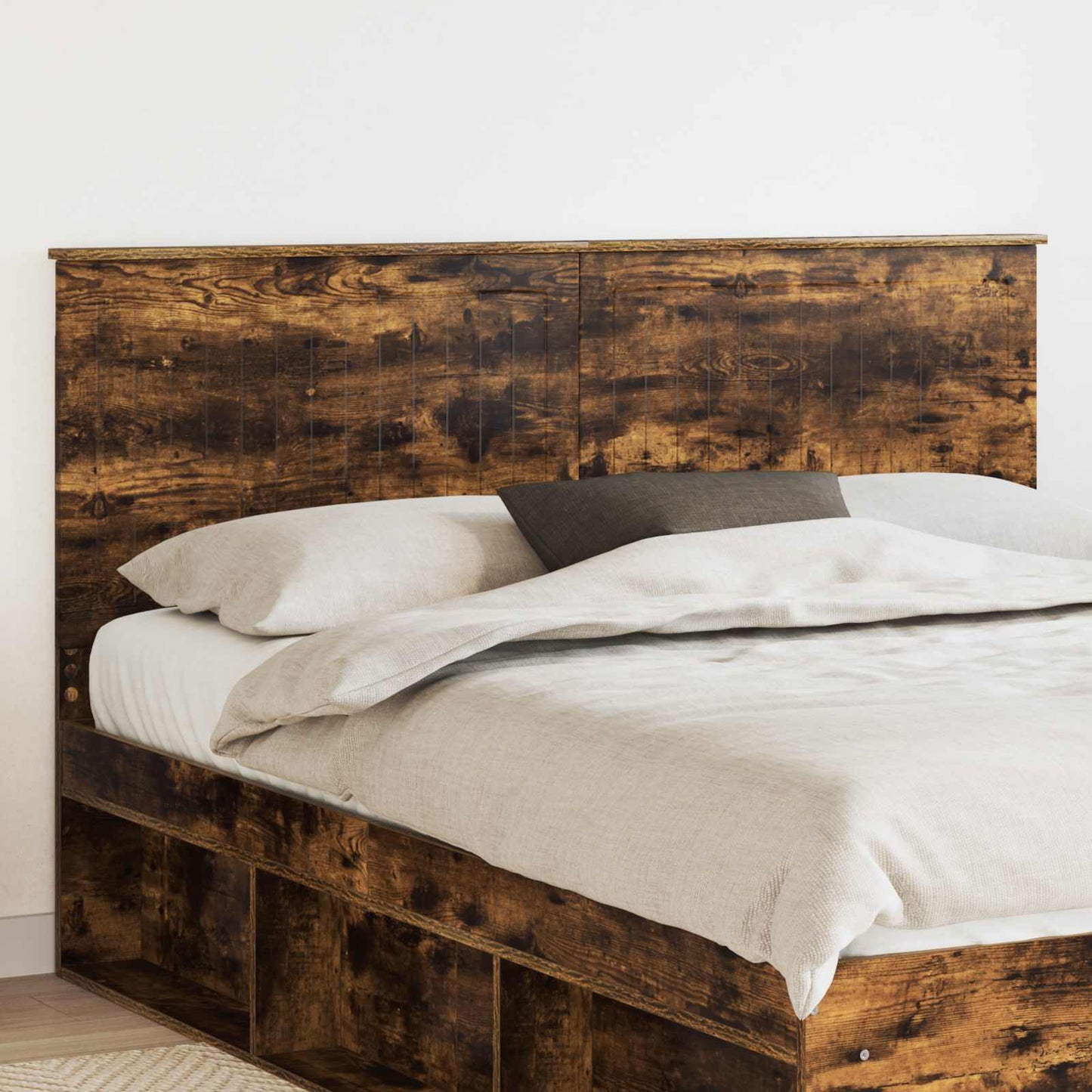 Hoofdbord met hoofdeinde Gerookt eiken 160 cm Bewerkt hout is nu te koop bij PeponiXL, paradijselijk wonen!