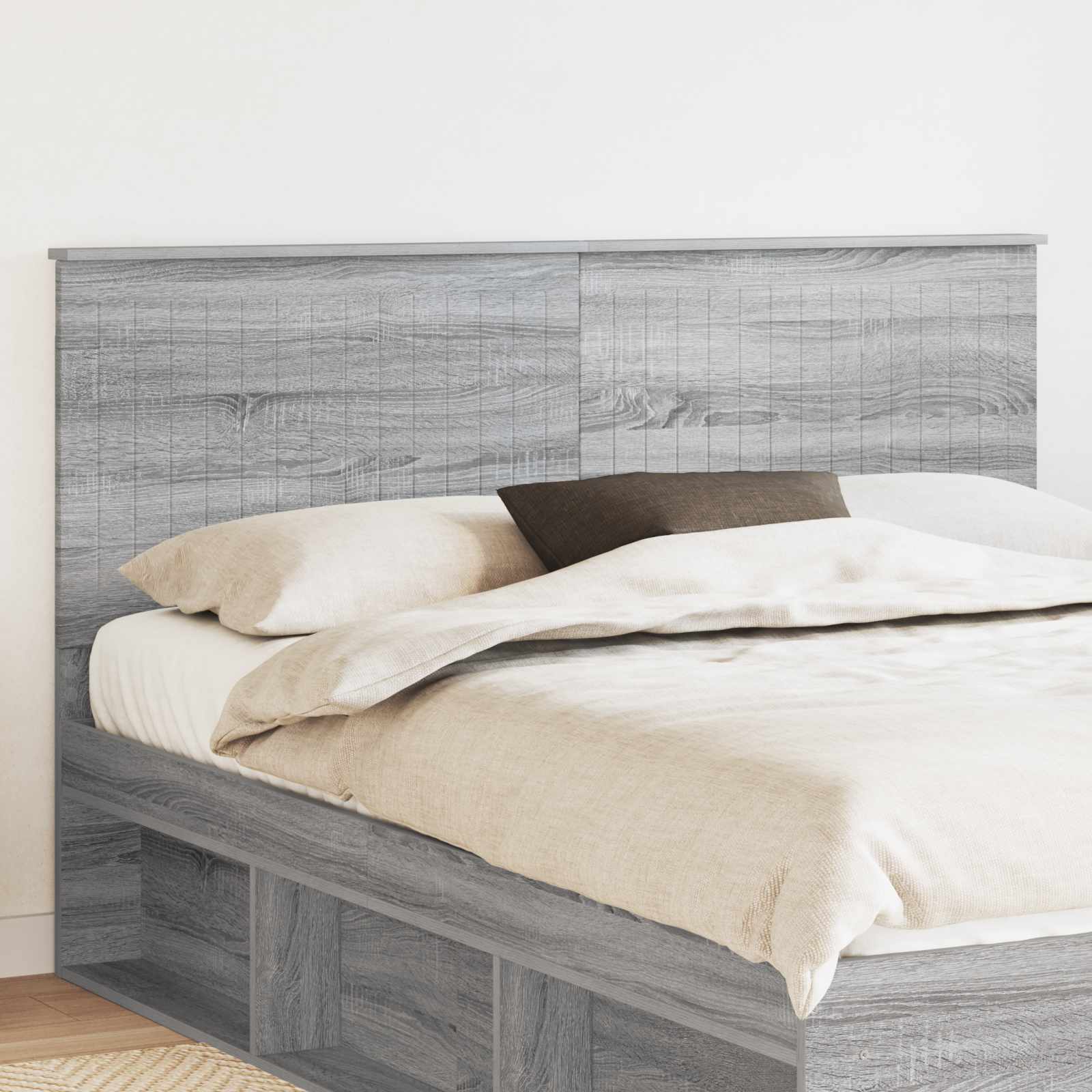 Hoofdbord met hoofdeinde Grijs Sonoma 160 cm Bewerkt hout is nu te koop bij PeponiXL, paradijselijk wonen!
