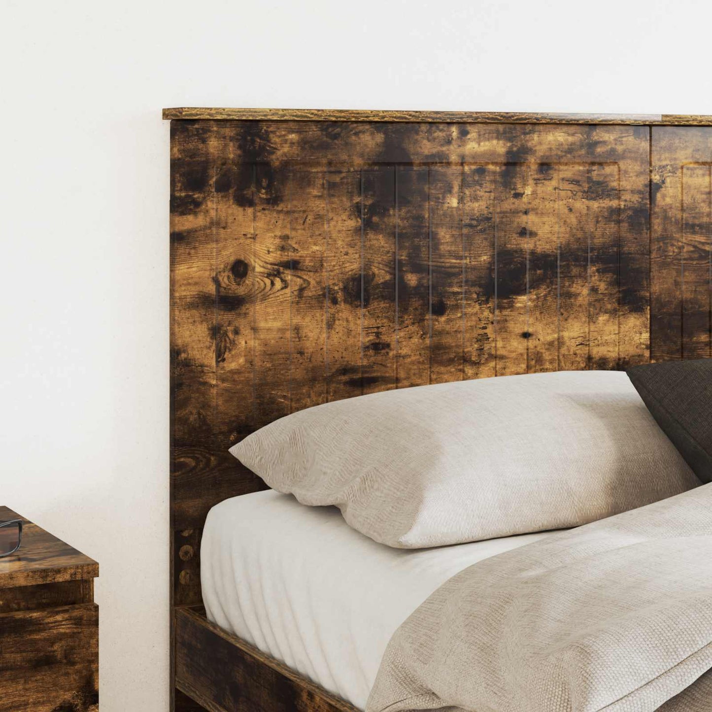 Hoofdbord met hoofdeinde Gerookt eiken 150 cm Bewerkt hout is nu te koop bij PeponiXL, paradijselijk wonen!
