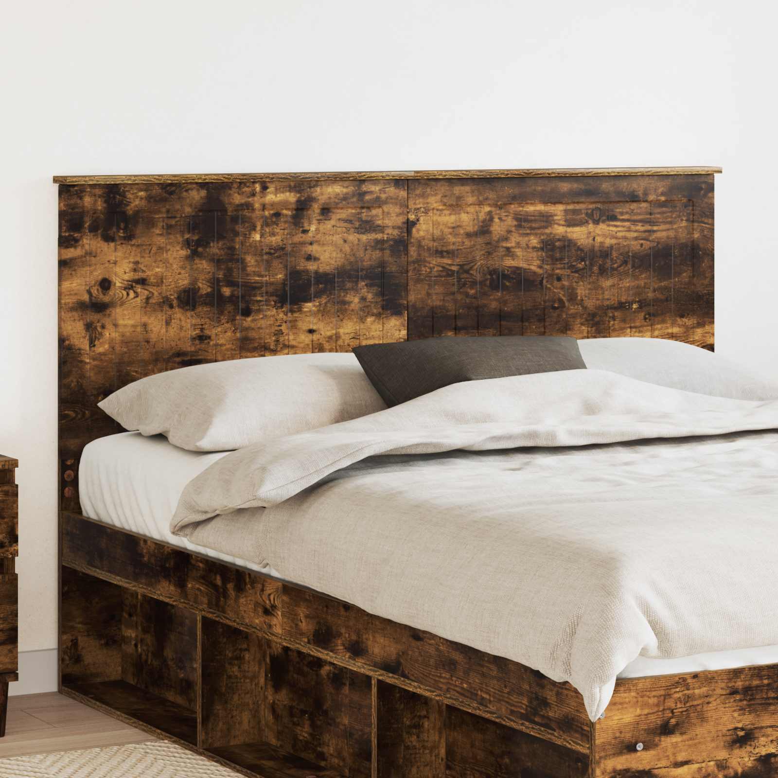 Hoofdbord met hoofdeinde Gerookt eiken 150 cm Bewerkt hout is nu te koop bij PeponiXL, paradijselijk wonen!