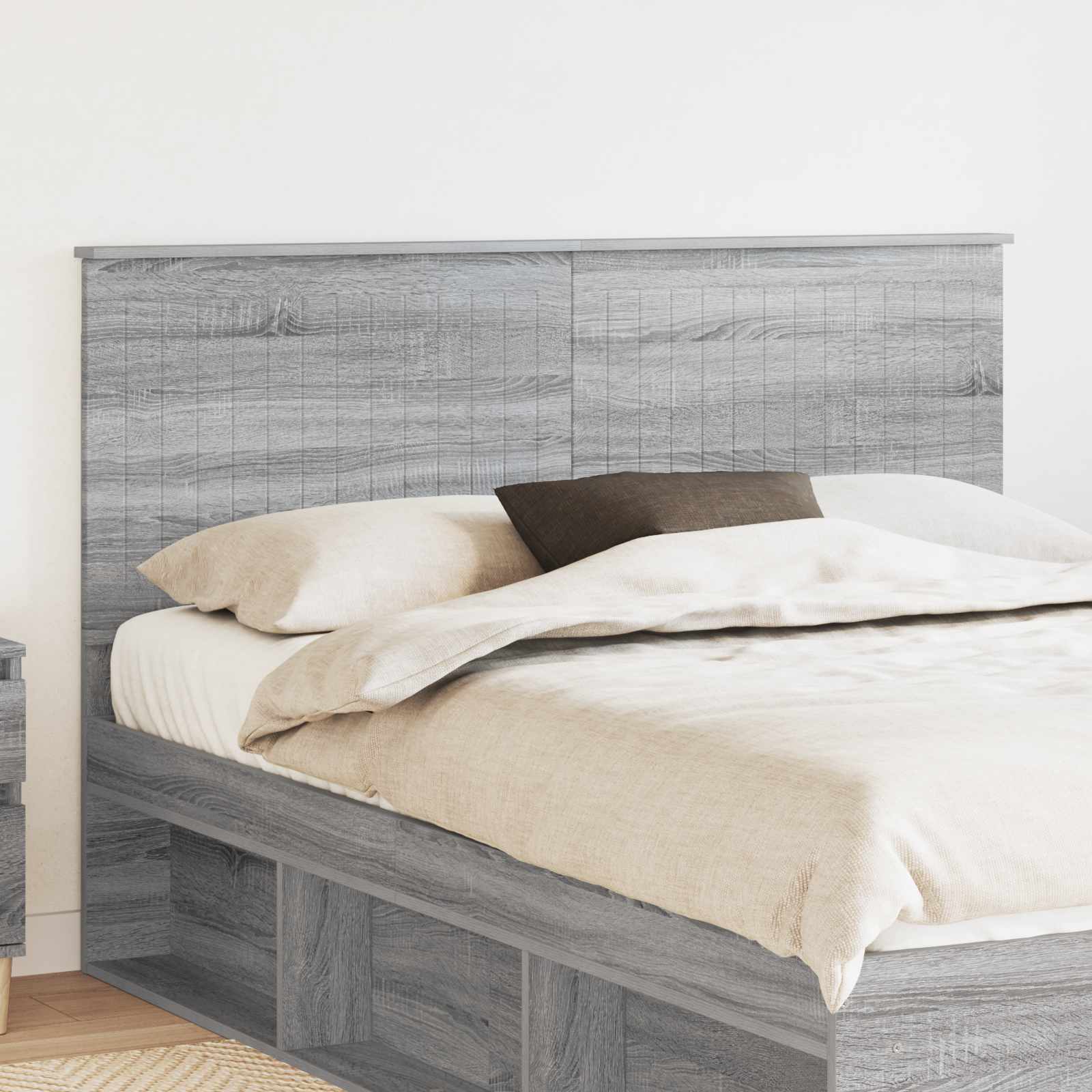 Hoofdbord met hoofdeinde Grijs Sonoma 150 cm Bewerkt hout is nu te koop bij PeponiXL, paradijselijk wonen!