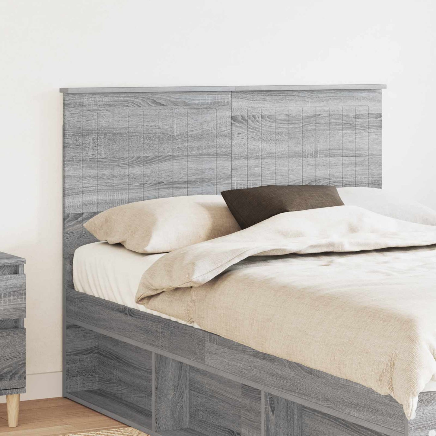 Hoofdbord met hoofdeinde Grijs Sonoma 135 cm Bewerkt hout is nu te koop bij PeponiXL, paradijselijk wonen!