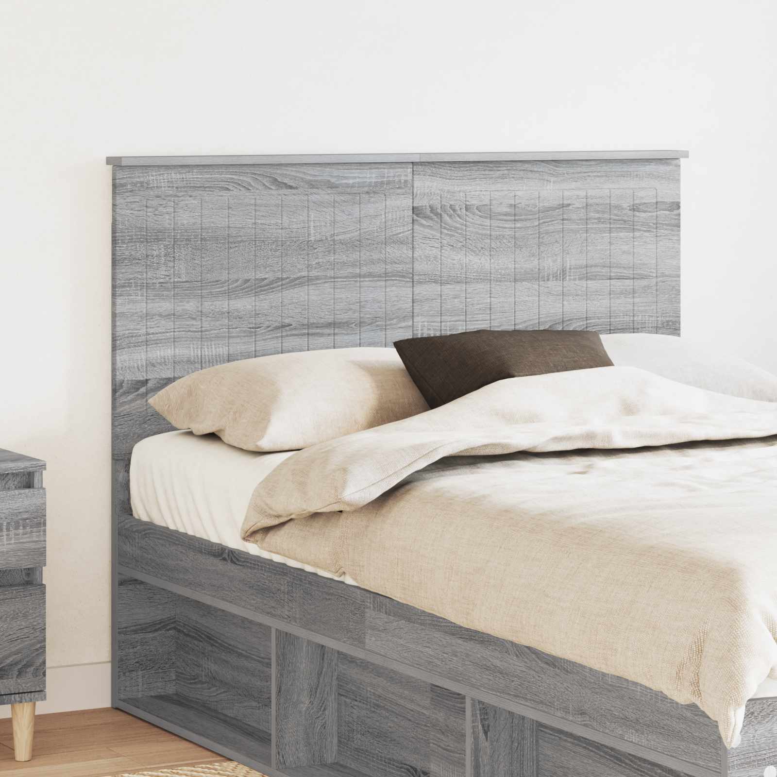Hoofdbord met hoofdeinde Grijs Sonoma 135 cm Bewerkt hout is nu te koop bij PeponiXL, paradijselijk wonen!