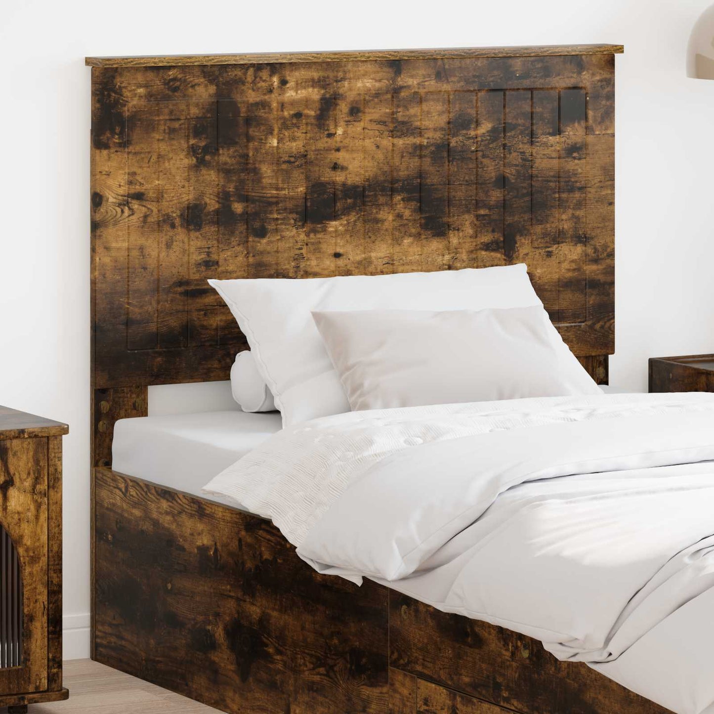 Hoofdbord met hoofdeinde Gerookt eiken 100 cm Bewerkt hout is nu te koop bij PeponiXL, paradijselijk wonen!