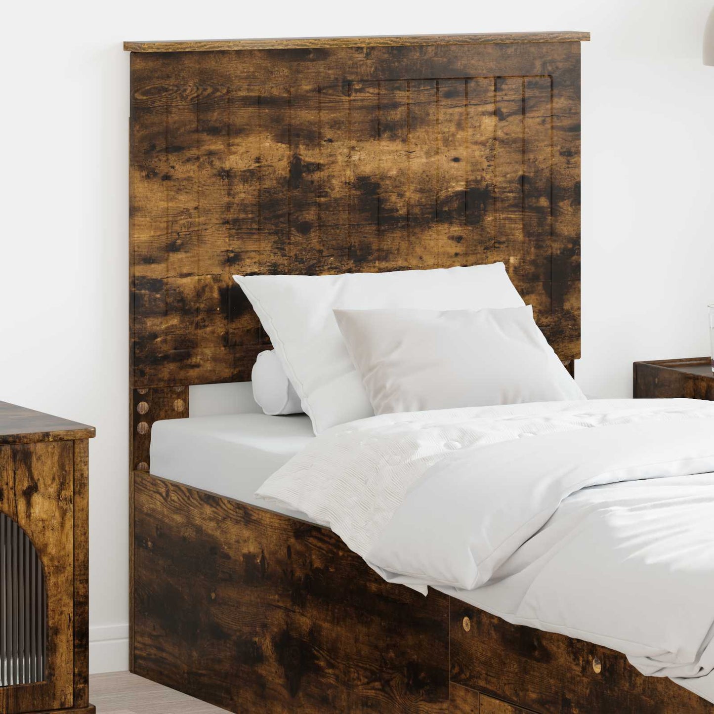 Hoofdbord met hoofdeinde Gerookt eiken 80 cm Bewerkt hout is nu te koop bij PeponiXL, paradijselijk wonen!