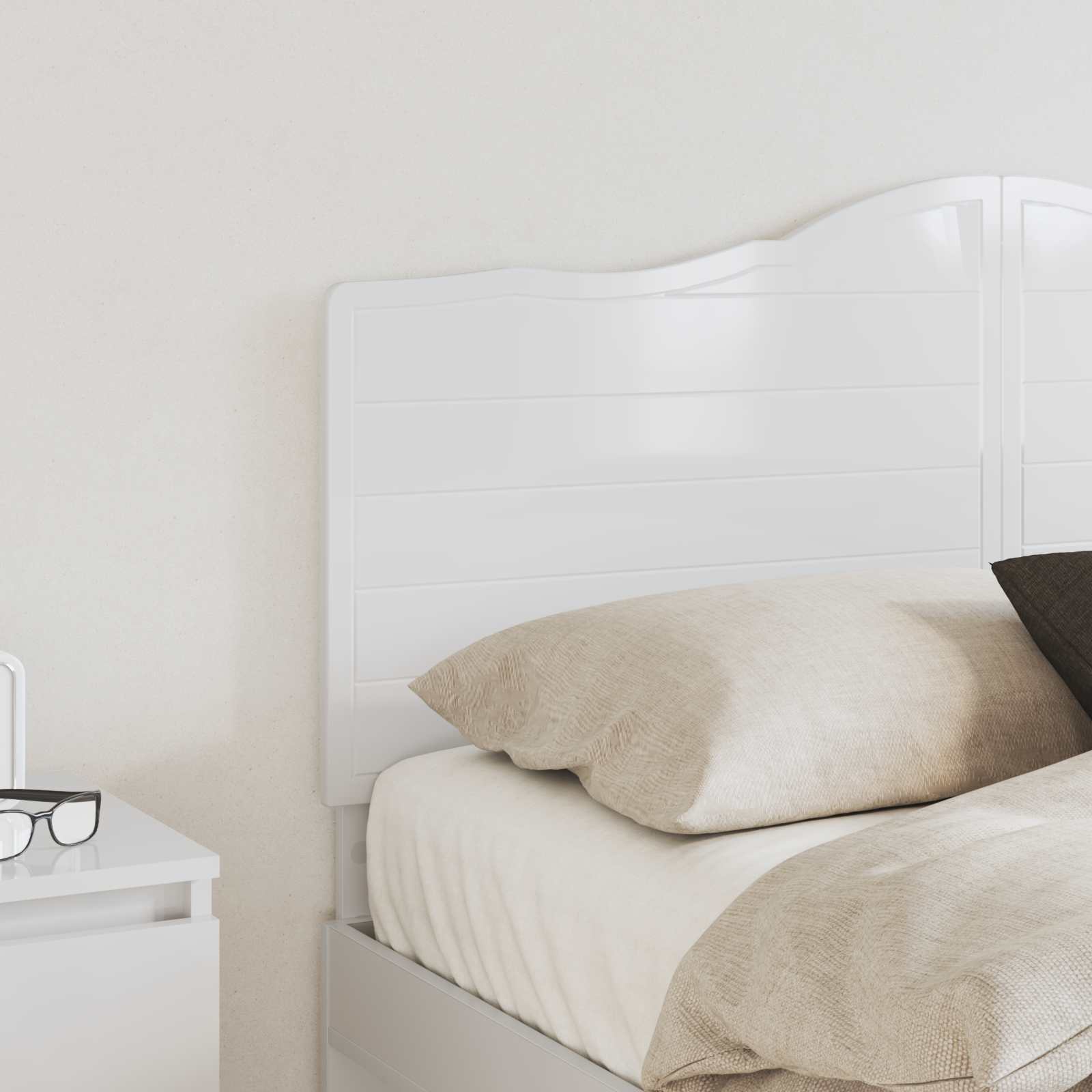 Hoofdbord Glanzend Wit Bewerkt hout is nu te koop bij PeponiXL, paradijselijk wonen!
