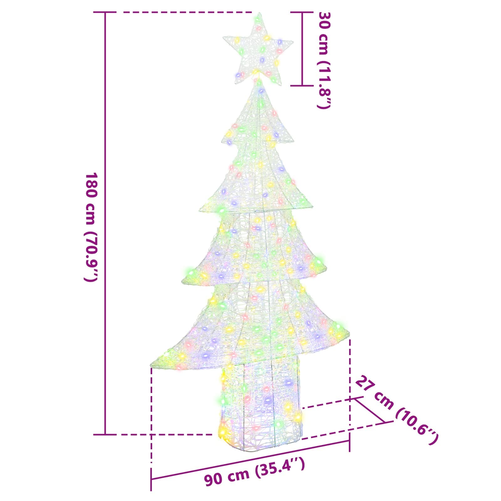 Kerstboom met 240 LED Multikleur 180 cm Acryl is nu te koop bij PeponiXL, paradijselijk wonen!