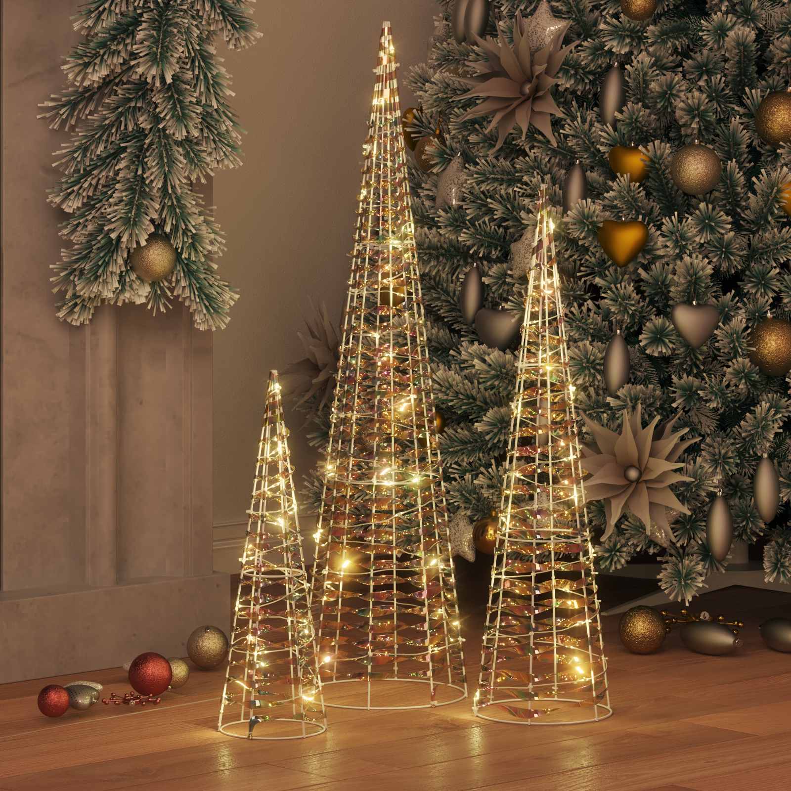 Kerstboom met 90 LED 3 pcs Warmwit 20 x 20 x 80 cm PET is nu te koop bij PeponiXL, paradijselijk wonen!