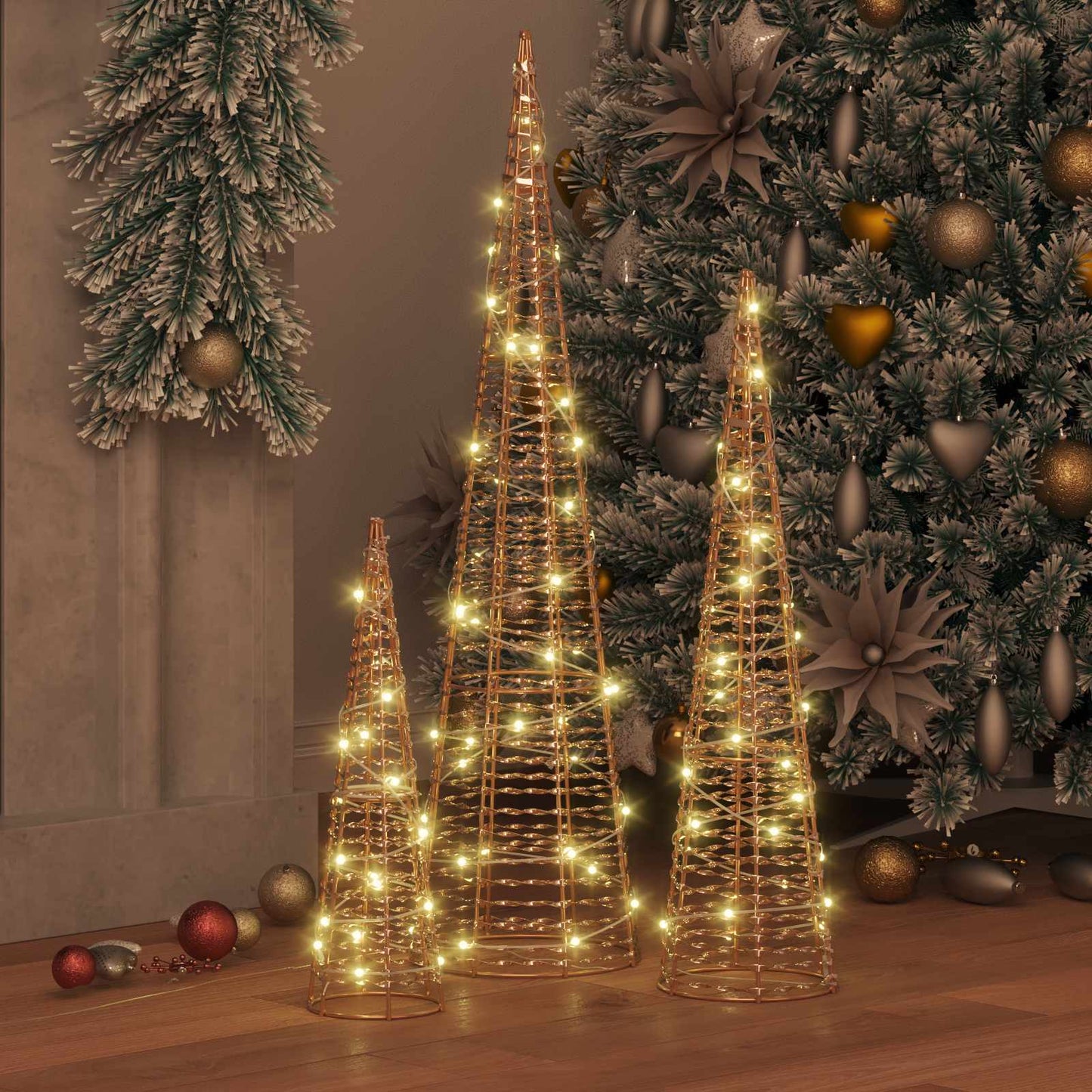 Kerstboom met 90 LED 3 pcs Warmwit 20 x 20 x 80 cm PET is nu te koop bij PeponiXL, paradijselijk wonen!