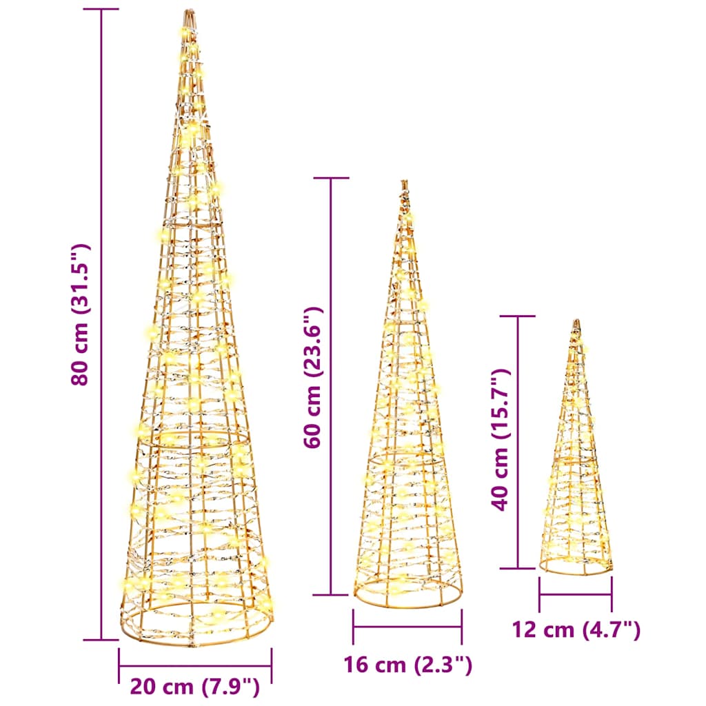 Kerstboom met 90 LED 3 pcs Warmwit 20 x 20 x 80 cm PET is nu te koop bij PeponiXL, paradijselijk wonen!