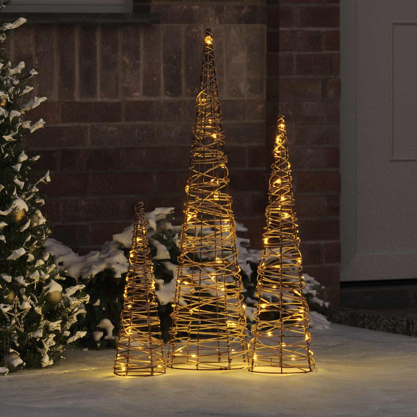 Kerstboom met 90 LED 3 pcs Warmwit 20 x 20 x 80 cm Rattan is nu te koop bij PeponiXL, paradijselijk wonen!