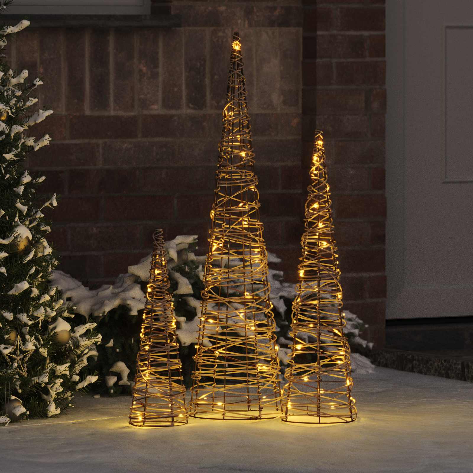 Kerstboom met 90 LED 3 pcs Warmwit 20 x 20 x 80 cm Rattan is nu te koop bij PeponiXL, paradijselijk wonen!