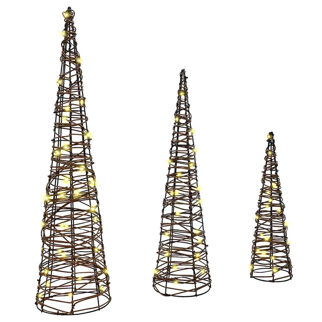 Kerstboom met 90 LED 3 pcs Warmwit 20 x 20 x 80 cm Rattan is nu te koop bij PeponiXL, paradijselijk wonen!