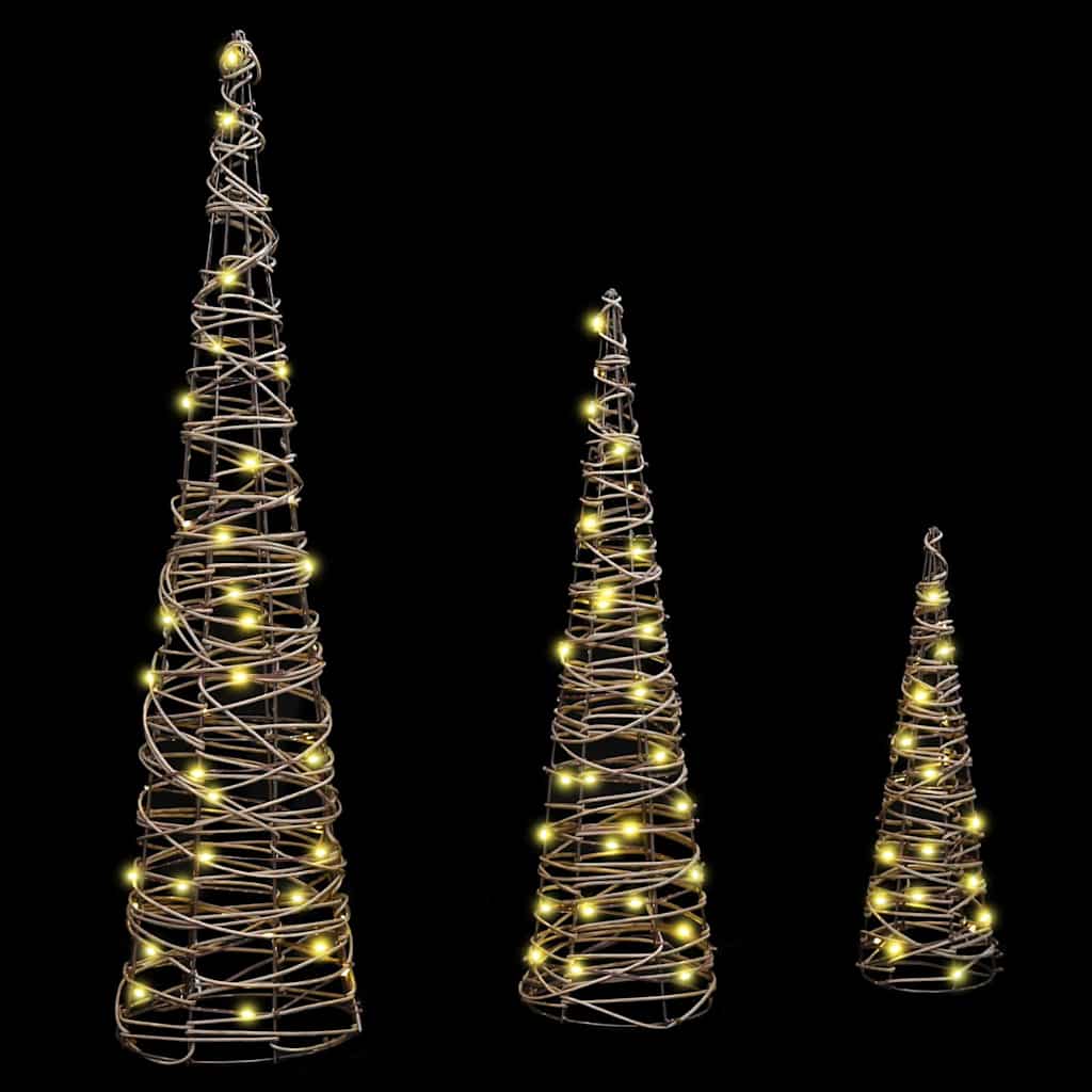 Kerstboom met 90 LED 3 pcs Warmwit 20 x 20 x 80 cm Rattan is nu te koop bij PeponiXL, paradijselijk wonen!