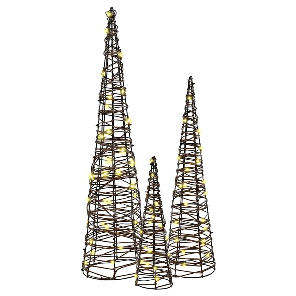 Kerstboom met 90 LED 3 pcs Warmwit 20 x 20 x 80 cm Rattan is nu te koop bij PeponiXL, paradijselijk wonen!