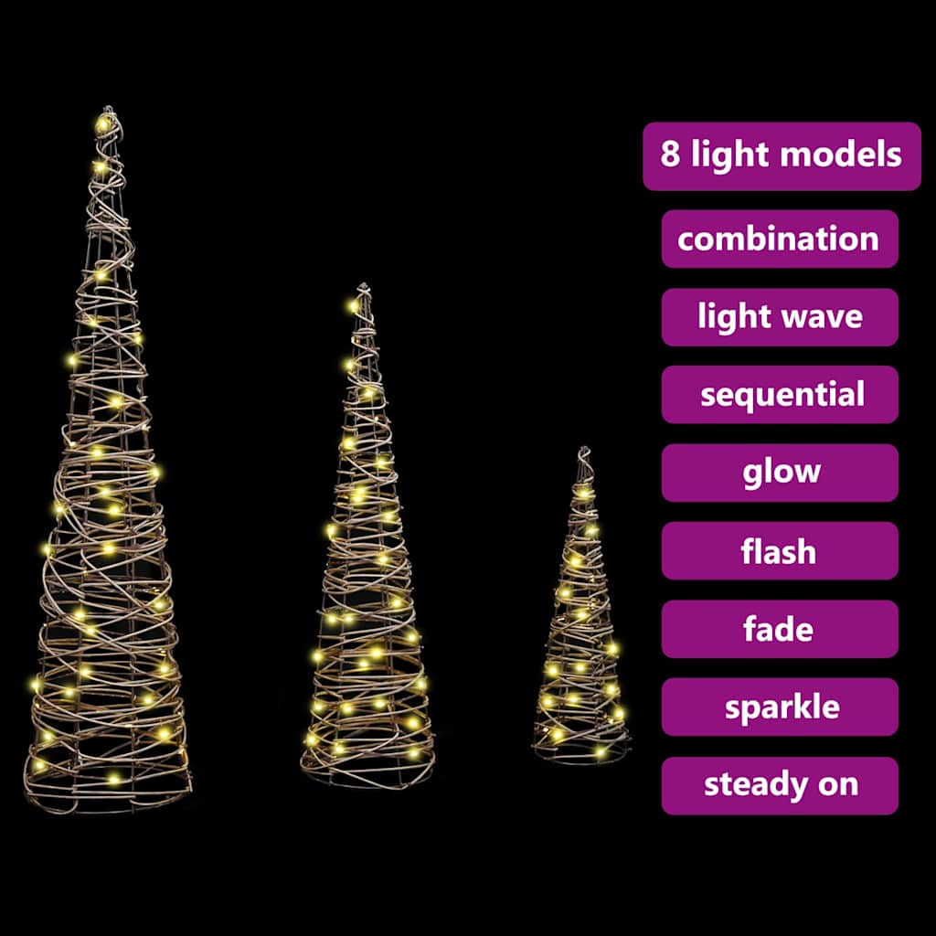 Kerstboom met 90 LED 3 pcs Warmwit 20 x 20 x 80 cm Rattan is nu te koop bij PeponiXL, paradijselijk wonen!