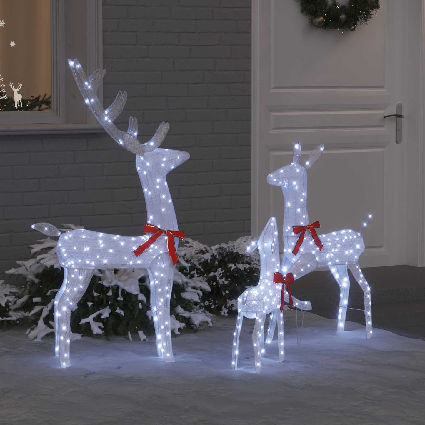 Rendierfamilie met 300 LED 3 pcs Koudwit 68 x 26 x 127 cm Stof is nu te koop bij PeponiXL, paradijselijk wonen!