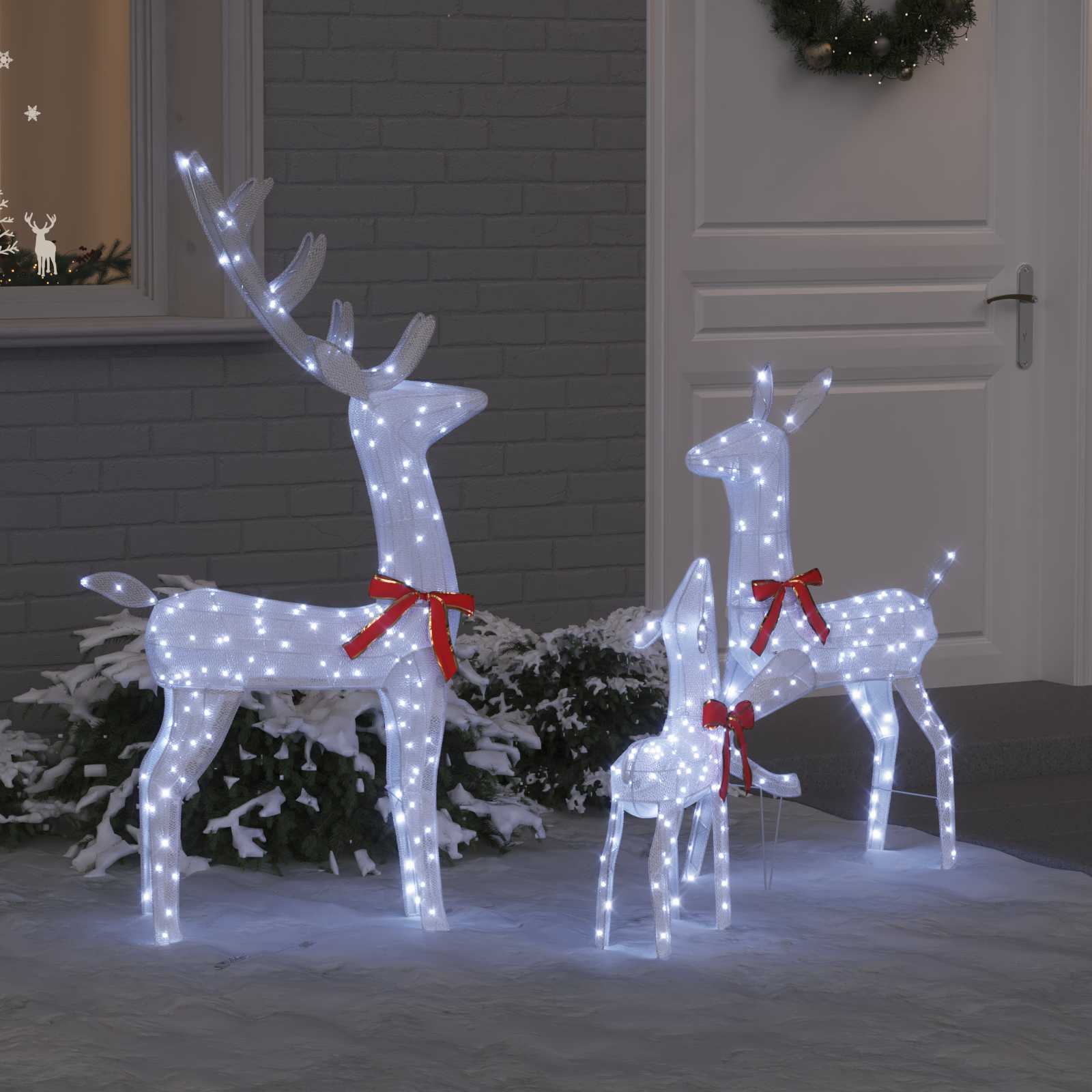 Rendierfamilie met 300 LED 3 pcs Koudwit 68 x 26 x 127 cm Stof is nu te koop bij PeponiXL, paradijselijk wonen!