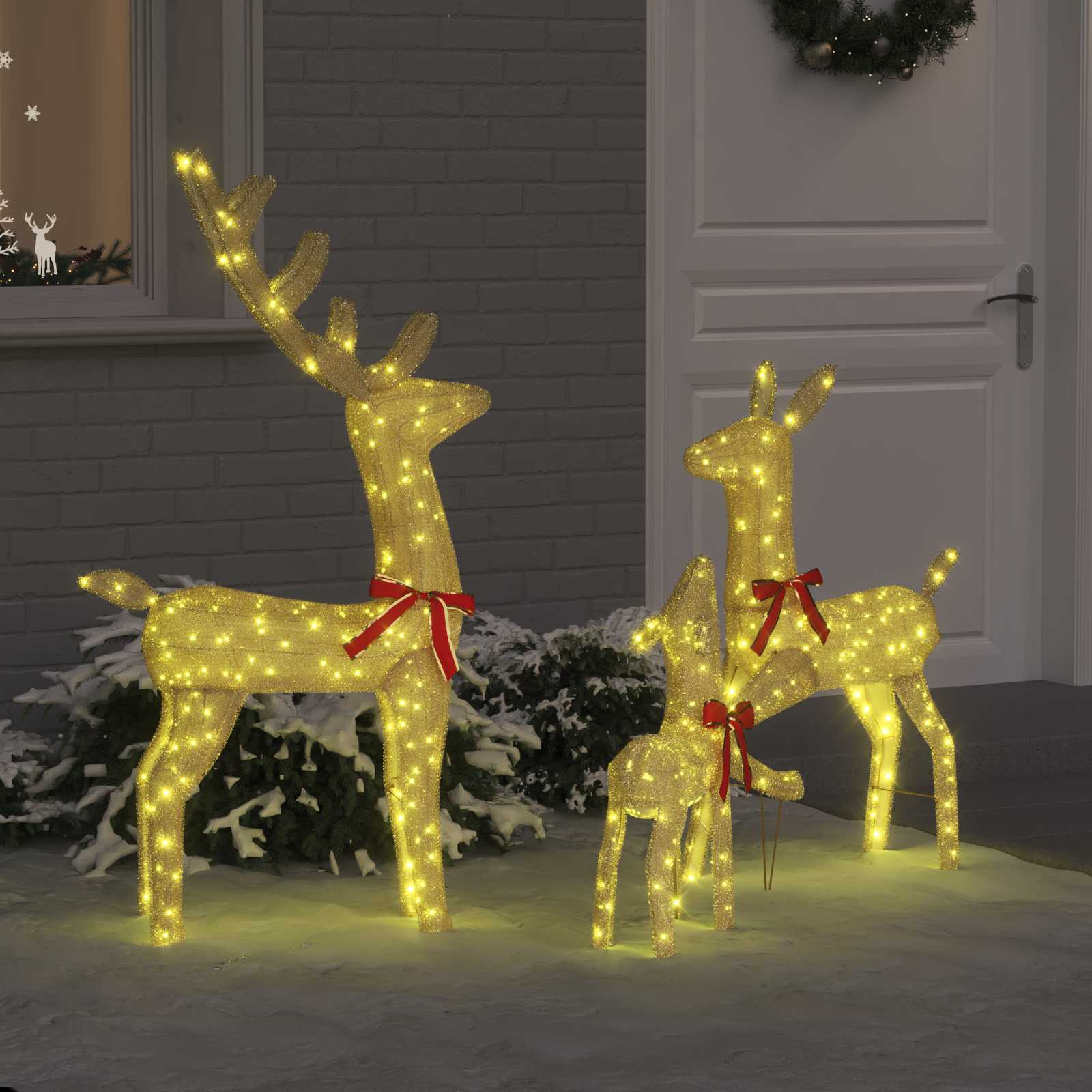 Rendierfamilie met 300 LED 3 pcs Warmwit 68 x 26 x 127 cm Stof is nu te koop bij PeponiXL, paradijselijk wonen!
