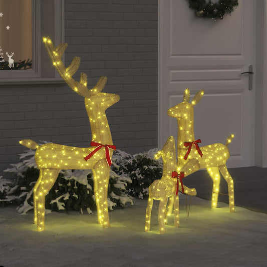 Rendierfamilie met 300 LED 3 pcs Warmwit 68 x 26 x 127 cm Stof is nu te koop bij PeponiXL, paradijselijk wonen!