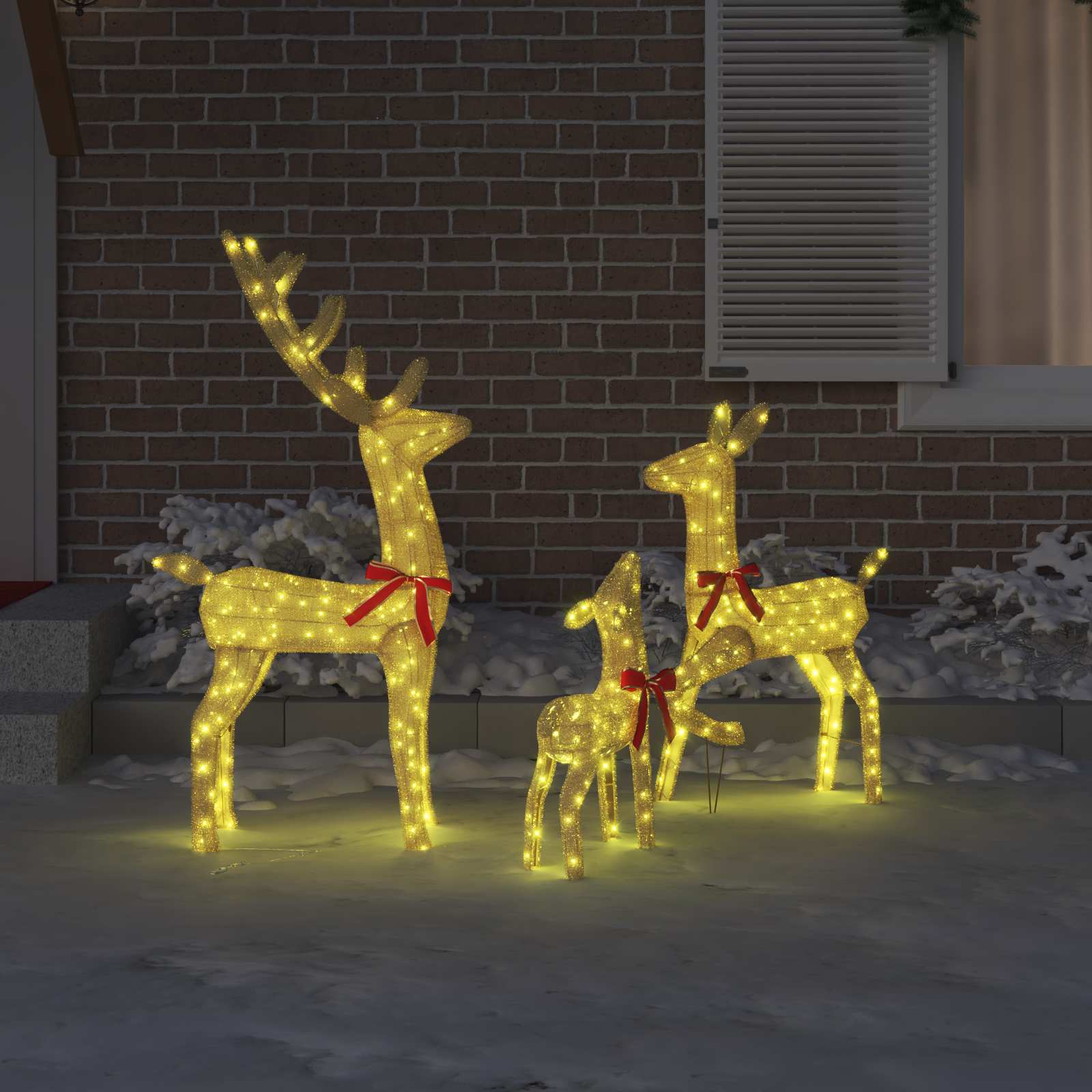 Rendierfamilie met 300 LED 3 pcs Warmwit 68 x 26 x 127 cm Stof is nu te koop bij PeponiXL, paradijselijk wonen!