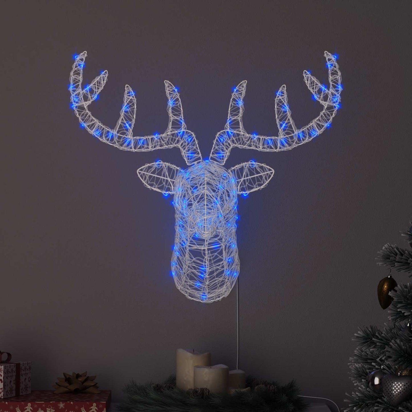 Hertenkop met 140 LED Blauw 68 x 36,5 x 62,5 cm Acryl is nu te koop bij PeponiXL, paradijselijk wonen!
