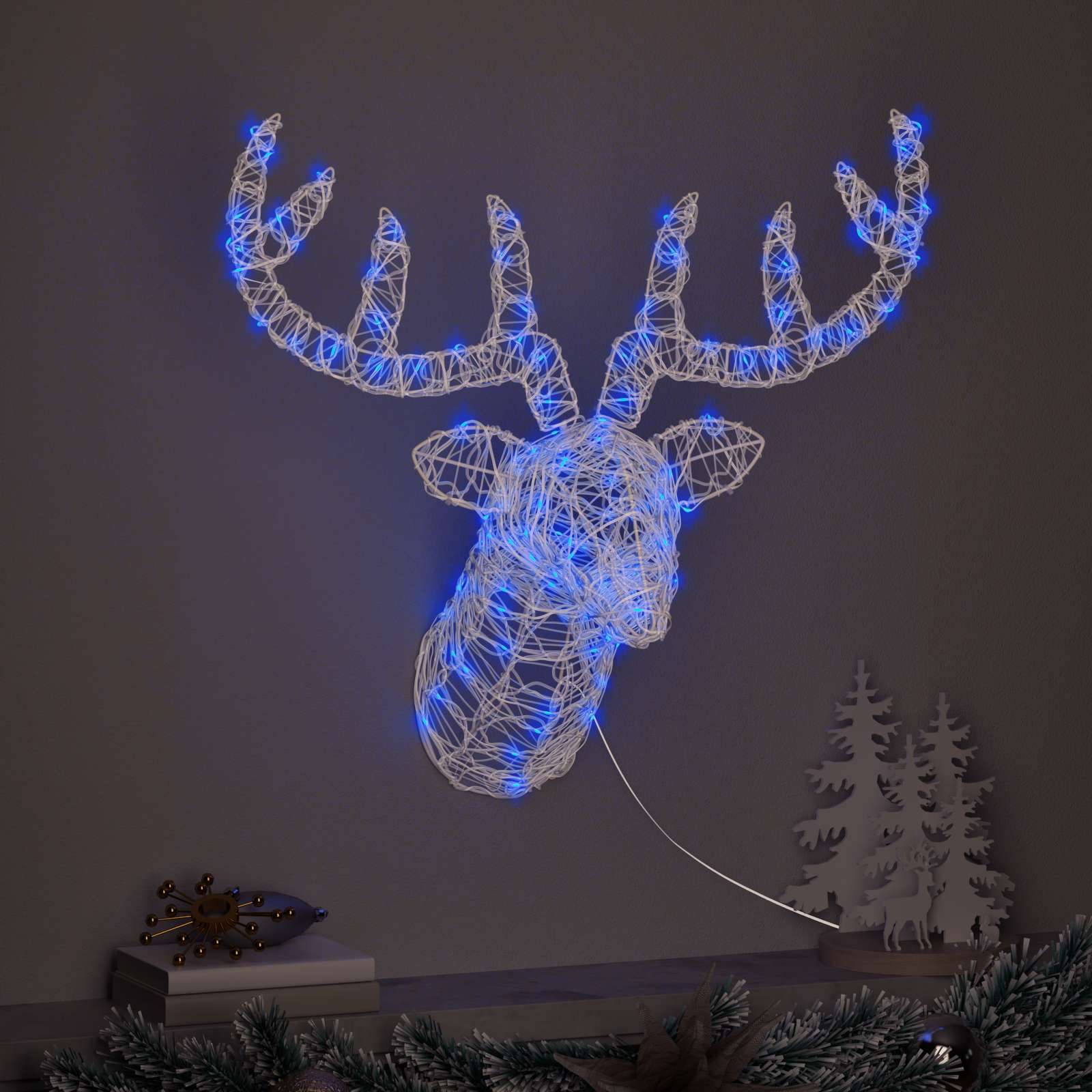 Hertenkop met 140 LED Blauw 68 x 36,5 x 62,5 cm Acryl is nu te koop bij PeponiXL, paradijselijk wonen!