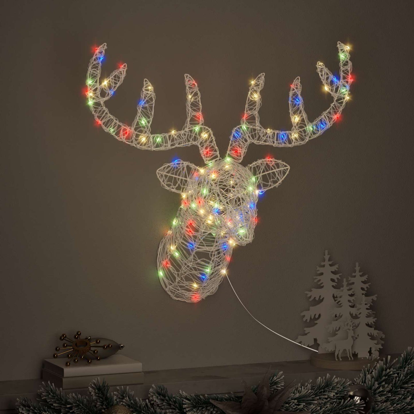 Hertenkop met 140 LED kleurrijk 68 x 36,5 x 62,5 cm Acryl is nu te koop bij PeponiXL, paradijselijk wonen!