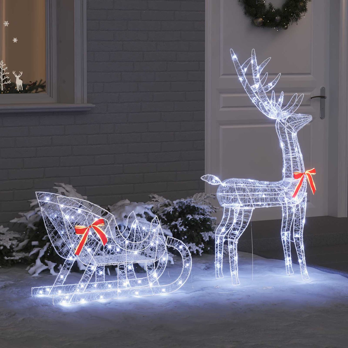 Rendier trek slede met 200 LED Koudwit 70 x 26 x 130 cm Acryl is nu te koop bij PeponiXL, paradijselijk wonen!