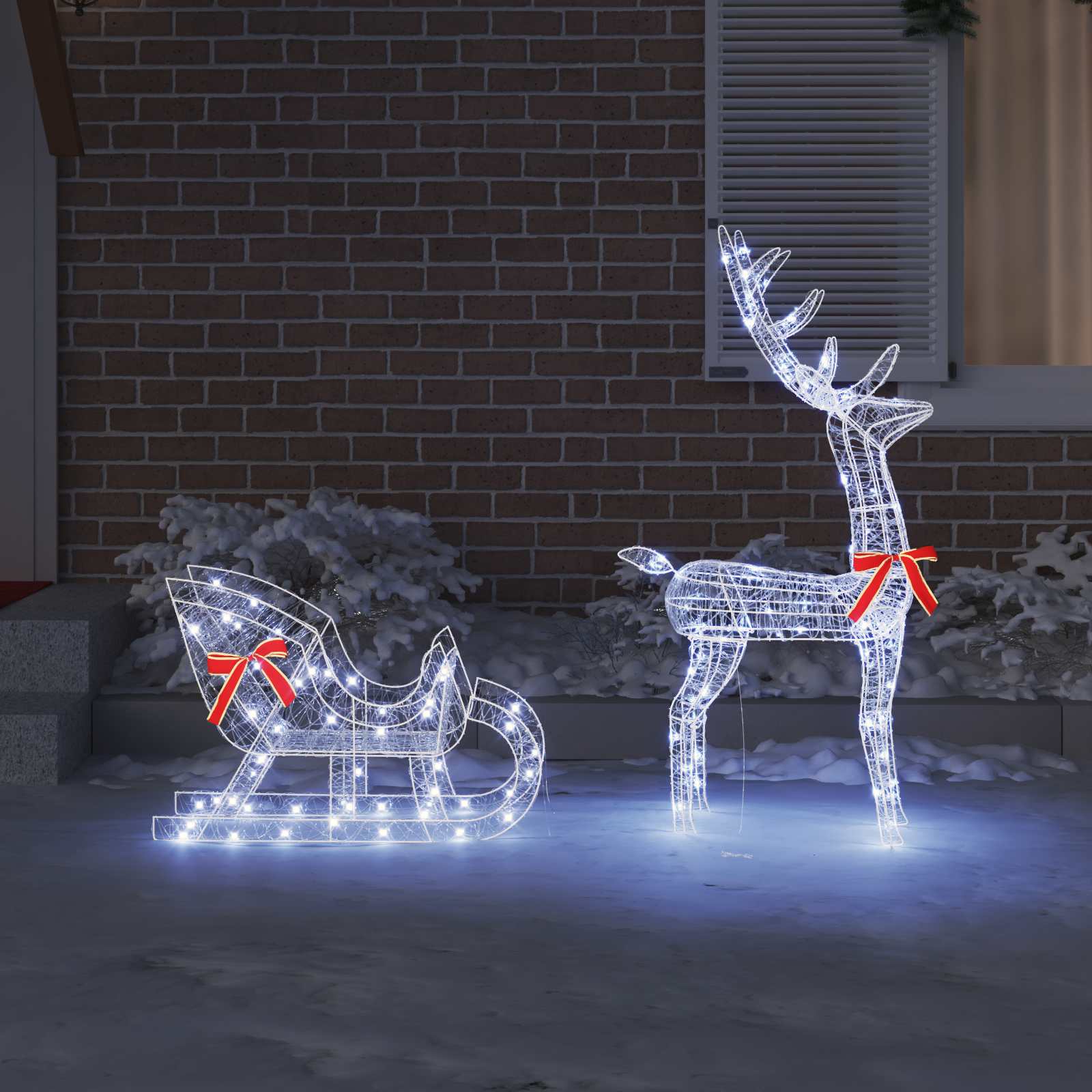 Rendier trek slede met 200 LED Koudwit 70 x 26 x 130 cm Acryl is nu te koop bij PeponiXL, paradijselijk wonen!