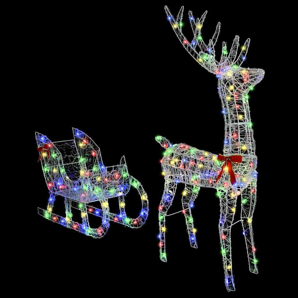 Rendier trek slede met 200 LED kleurrijk 70 x 26 x 129 cm Acryl is nu te koop bij PeponiXL, paradijselijk wonen!