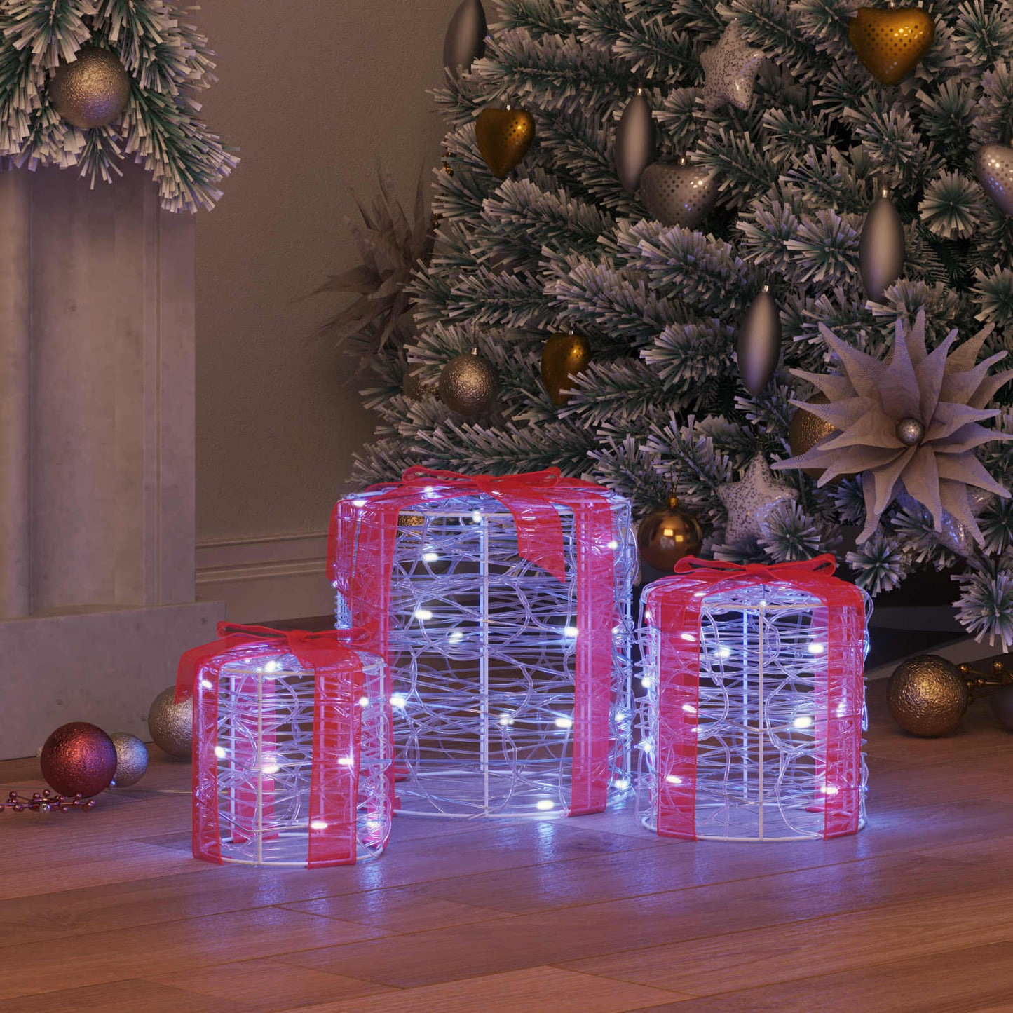 Decoratie voor Geschenkdoos 3 pcs Koudwit 20 x 20 x 21 cm Acryl is nu te koop bij PeponiXL, paradijselijk wonen!