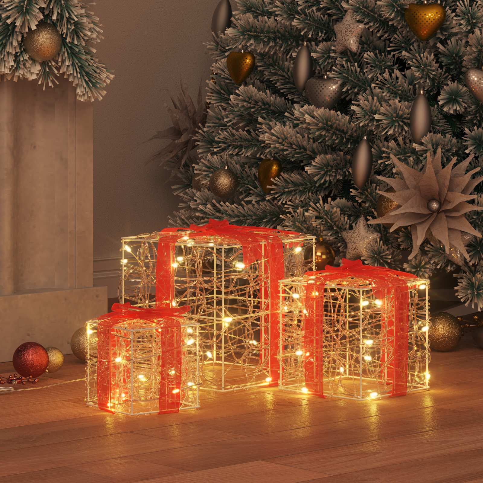 Cadeau Doos met 60 LED 3 pcs Warmwit 20 x 20 x 20 cm Acryl is nu te koop bij PeponiXL, paradijselijk wonen!