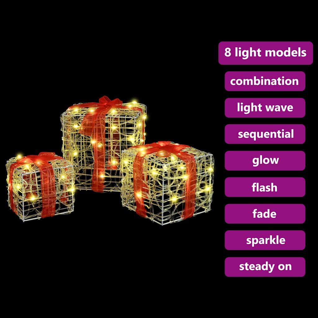 Cadeau Doos met 60 LED 3 pcs Warmwit 20 x 20 x 20 cm Acryl is nu te koop bij PeponiXL, paradijselijk wonen!